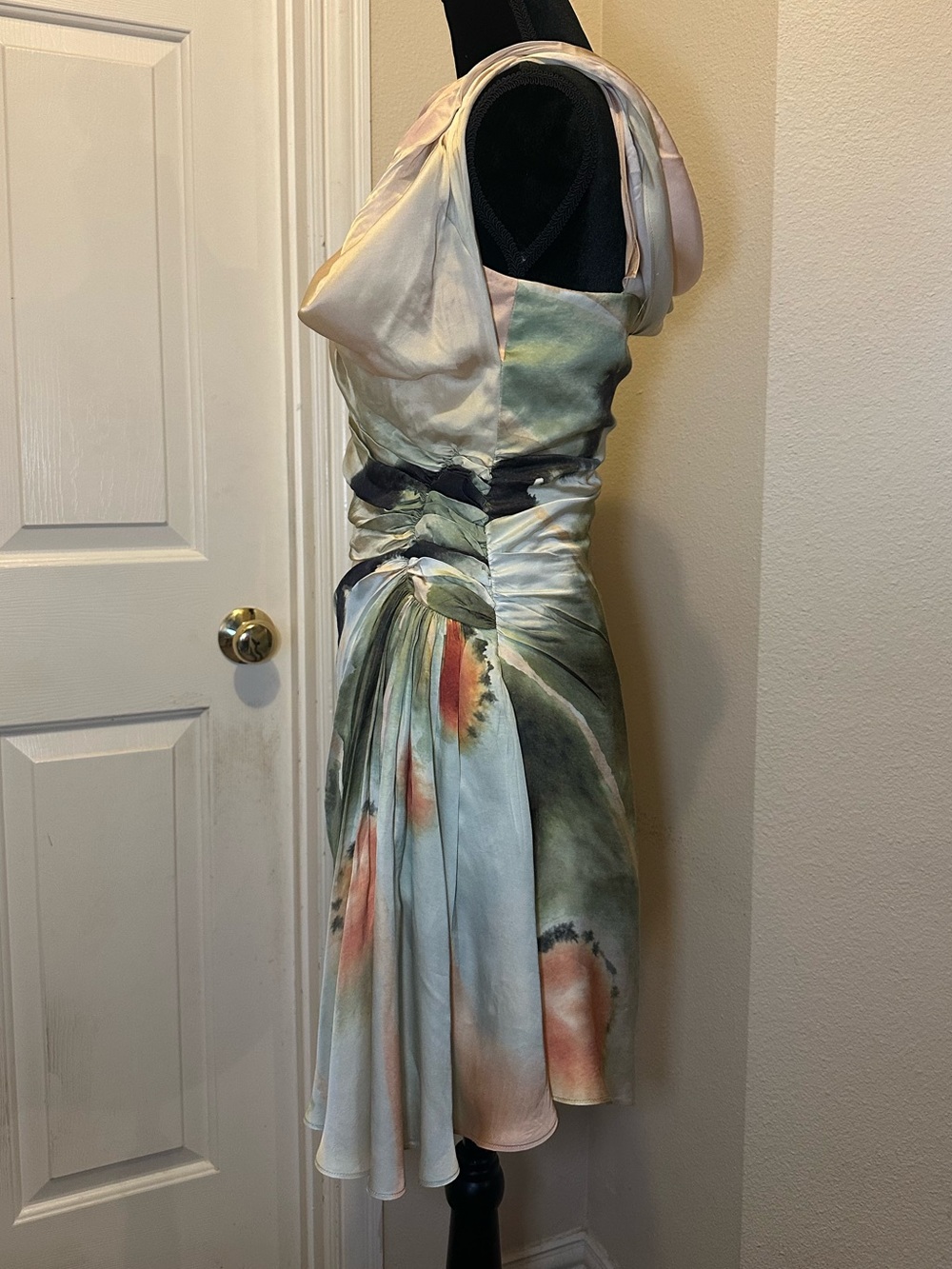 AMUR Elowen Print Mini Dress Size 2 One Shoulder Wedding Guest Watercolor - Picture 6 of 14